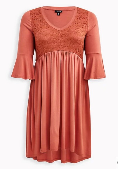 TORRID HI-LOW SKATER MINI DRESS - SUPER SOFT RUSTY BROWN SZ - Picture 4 of 13